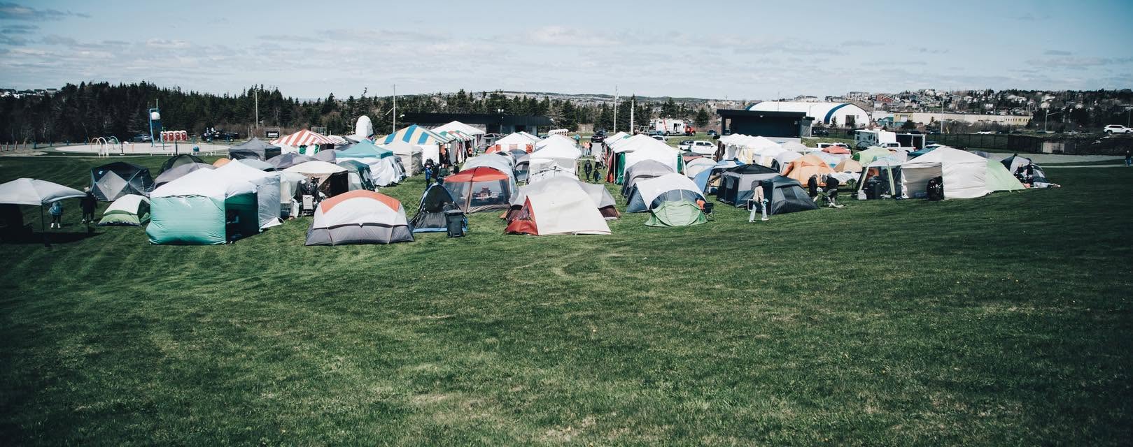 The athlete tent village at Paradise Park